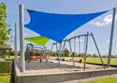 Blue and Green Playground Shade Sails