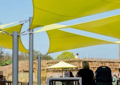 Green Fabric Shade Sails at Chobham Adventure Farm