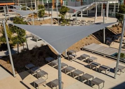 Grey Shade Sails Covering Outdoor Seats