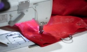 Red Shade Sail Stitching